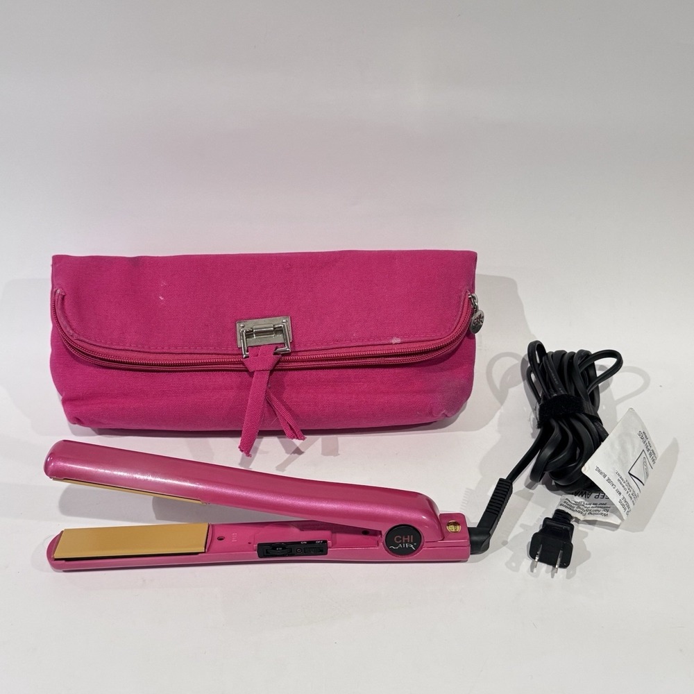 CHI Air 1" Hair Straightener w Travel Bag‎ Pink Tested & Working